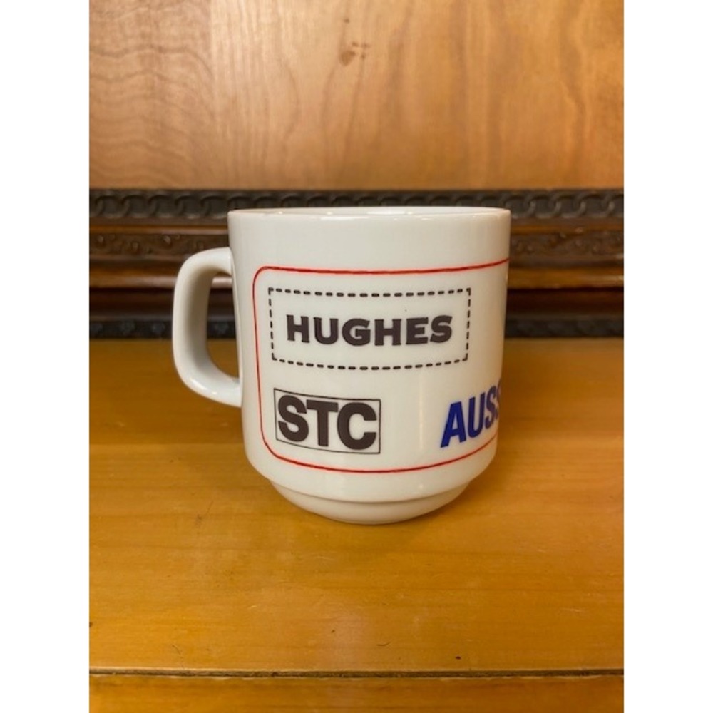 Vintage 1983 Aussat Satellite Launch Mug Hughes STC AWA JNA Australia Space Tech